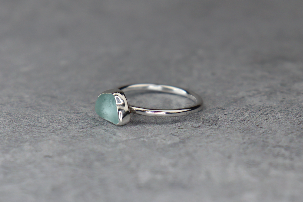 UK Size Q/R Welsh Sea Glass Ring