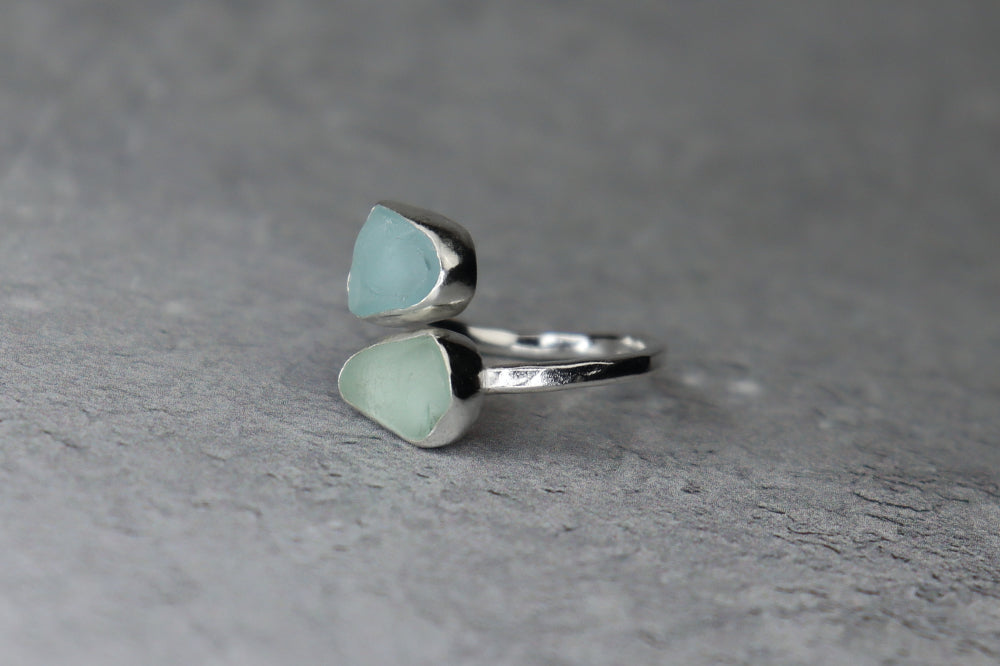 UK Size L/M Welsh Sea Glass Ring