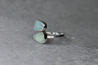 UK Size L/M Welsh Sea Glass Ring
