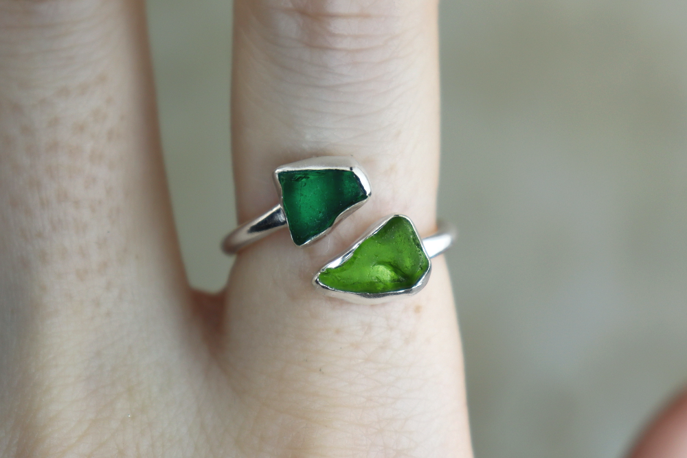 UK Size P Welsh Sea Glass Ring