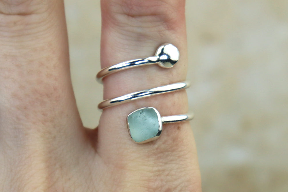 UK Size N Welsh Sea Glass Ring