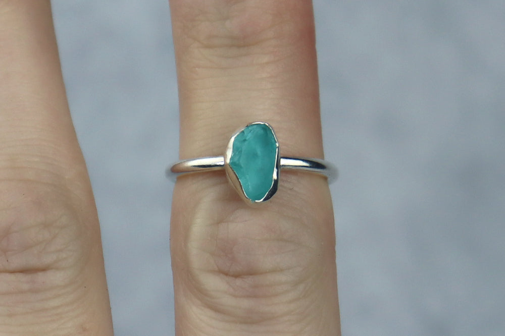 UK Size L Welsh Sea Glass Ring