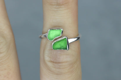 UK Size L Welsh Sea Glass Ring