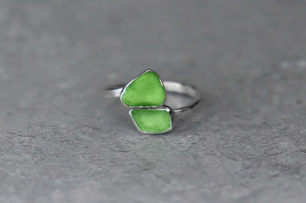 UK Size R Welsh Sea Glass Ring
