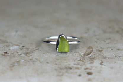 UK Size P/Q Welsh Sea Glass Ring