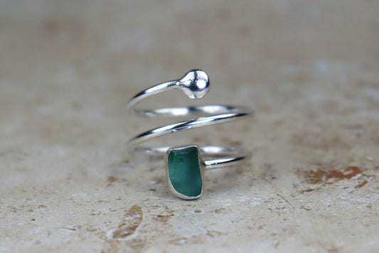 UK Size T Welsh Sea Glass Ring