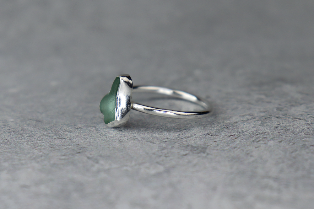 UK Size T Welsh Sea Glass Ring