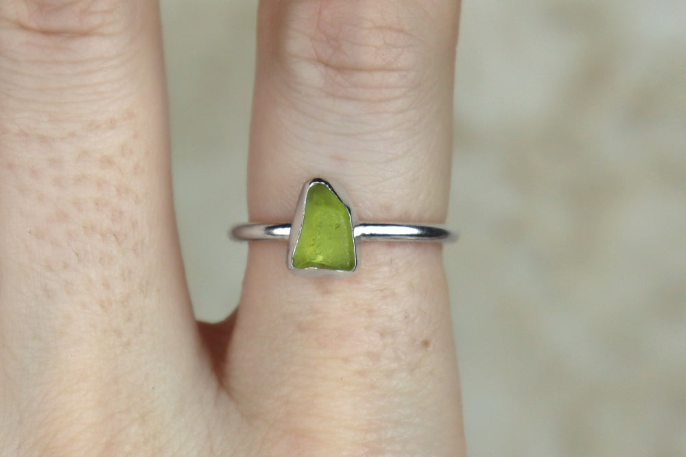 UK Size P/Q Welsh Sea Glass Ring