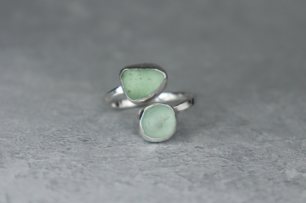 UK Size R Welsh Sea Glass Ring