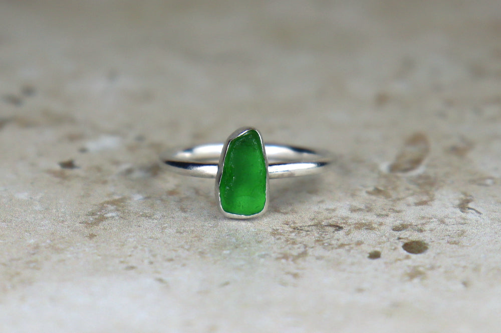 UK Size O Welsh Sea Glass Ring