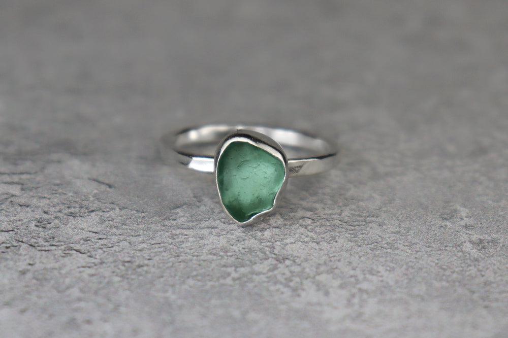 UK Size P Welsh Sea Glass Ring