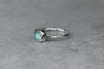 UK Size P/Q Welsh Sea Glass Ring