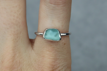 UK Size P/Q Welsh Sea Glass Ring