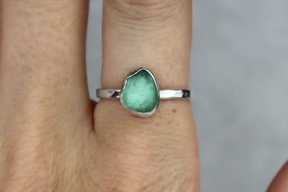 UK Size P Welsh Sea Glass Ring