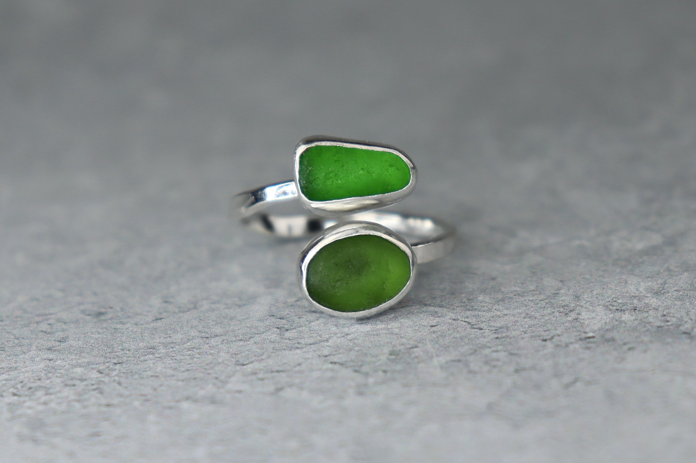 UK Size R Welsh Sea Glass Ring