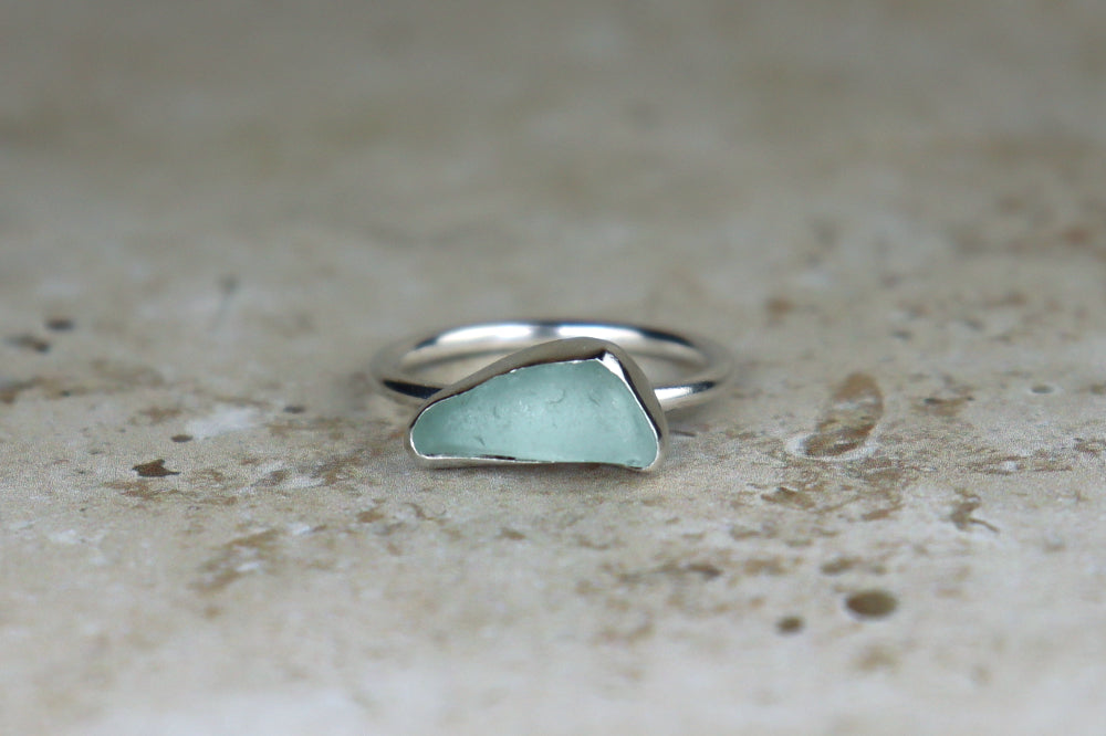 UK Size R Welsh Sea Glass Ring