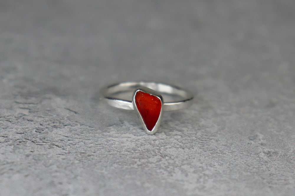 UK Size P Welsh Sea Glass Ring