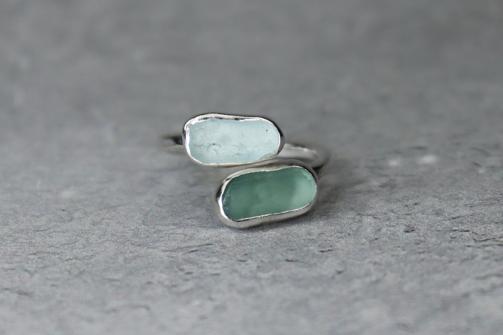 UK Size K/L Welsh Sea Glass Ring