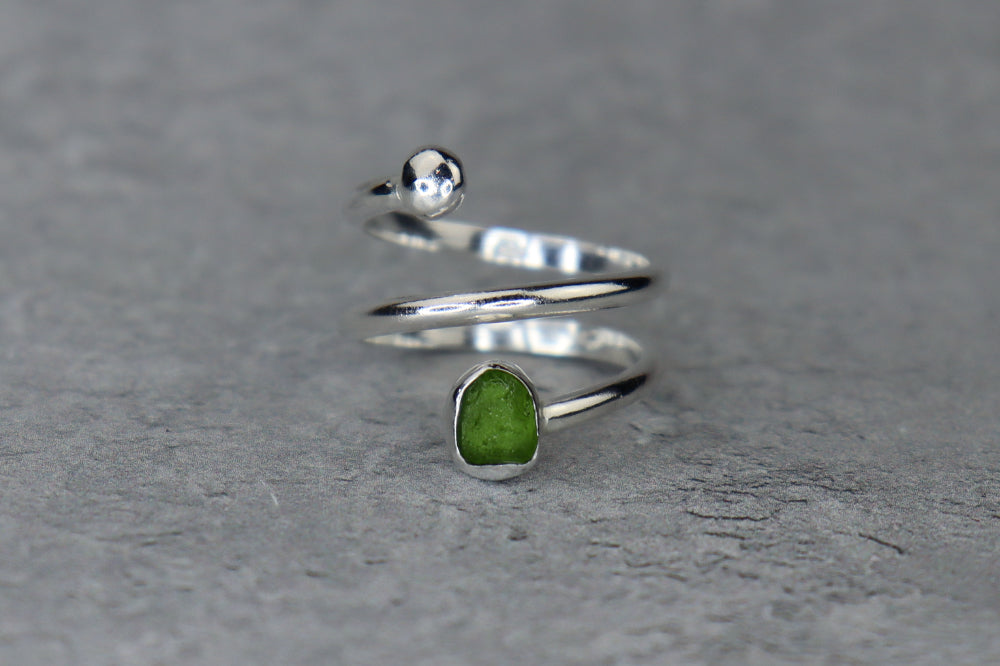 UK Size Q/R Welsh Sea Glass Ring