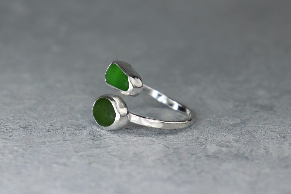 UK Size R Welsh Sea Glass Ring