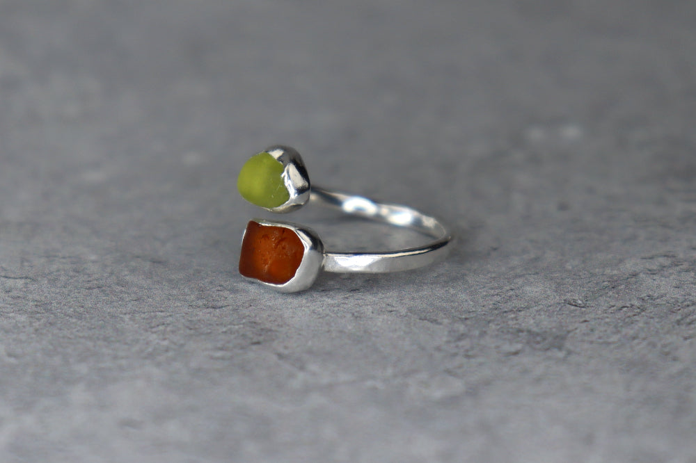 UK Size L Welsh Sea Glass Ring