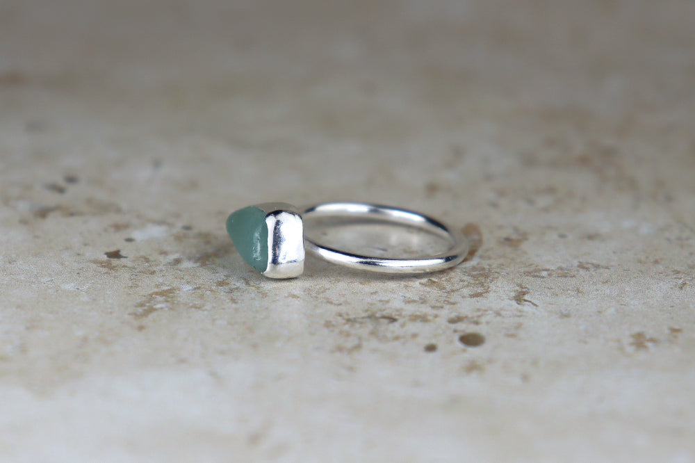 UK Size R Welsh Sea Glass Ring