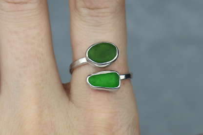 UK Size R Welsh Sea Glass Ring