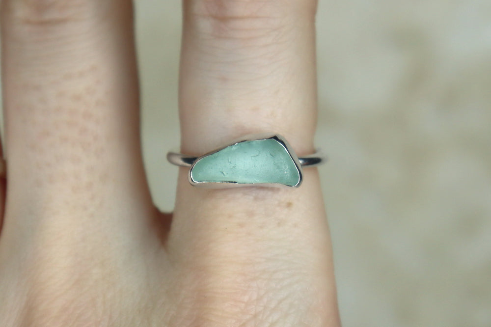 UK Size R Welsh Sea Glass Ring