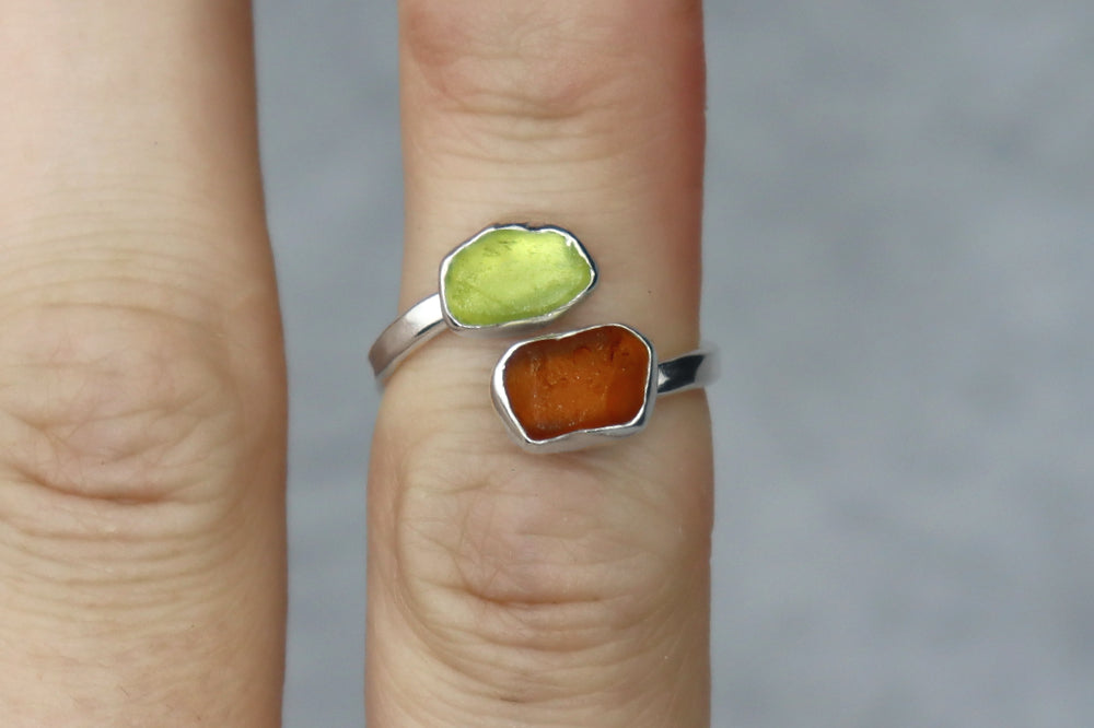UK Size L Welsh Sea Glass Ring