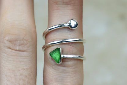 UK Size L Welsh Sea Glass Ring