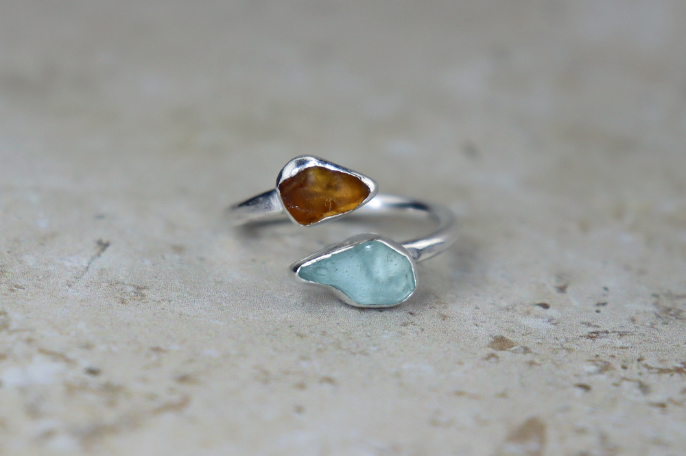 UK Size M Welsh Sea Glass Ring