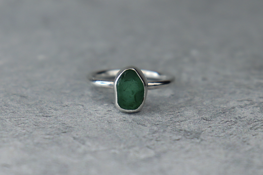 UK Size L Welsh Sea Glass Ring