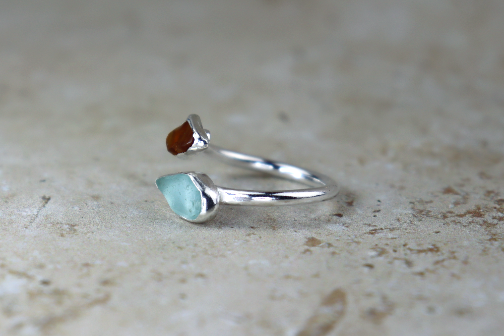 UK Size M Welsh Sea Glass Ring