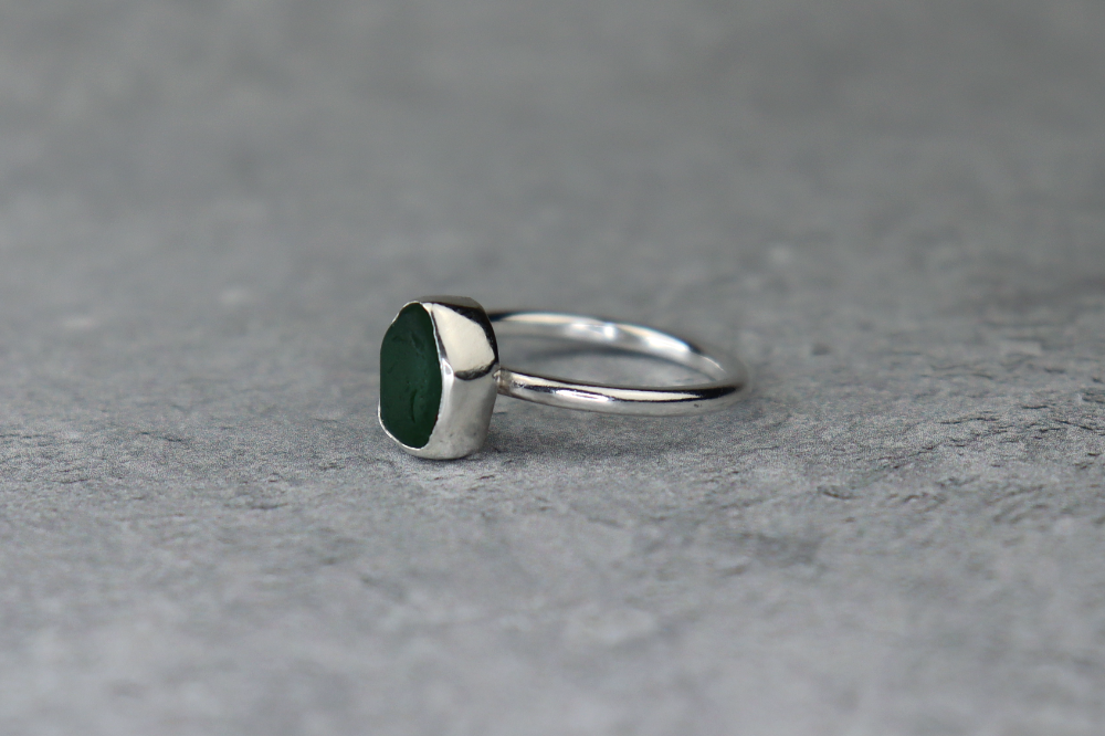 UK Size L Welsh Sea Glass Ring