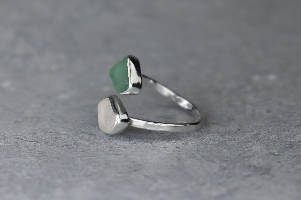 UK Size O Welsh Sea Glass Ring