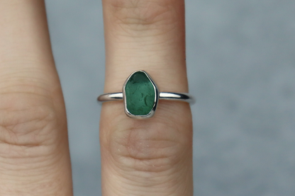 UK Size L Welsh Sea Glass Ring
