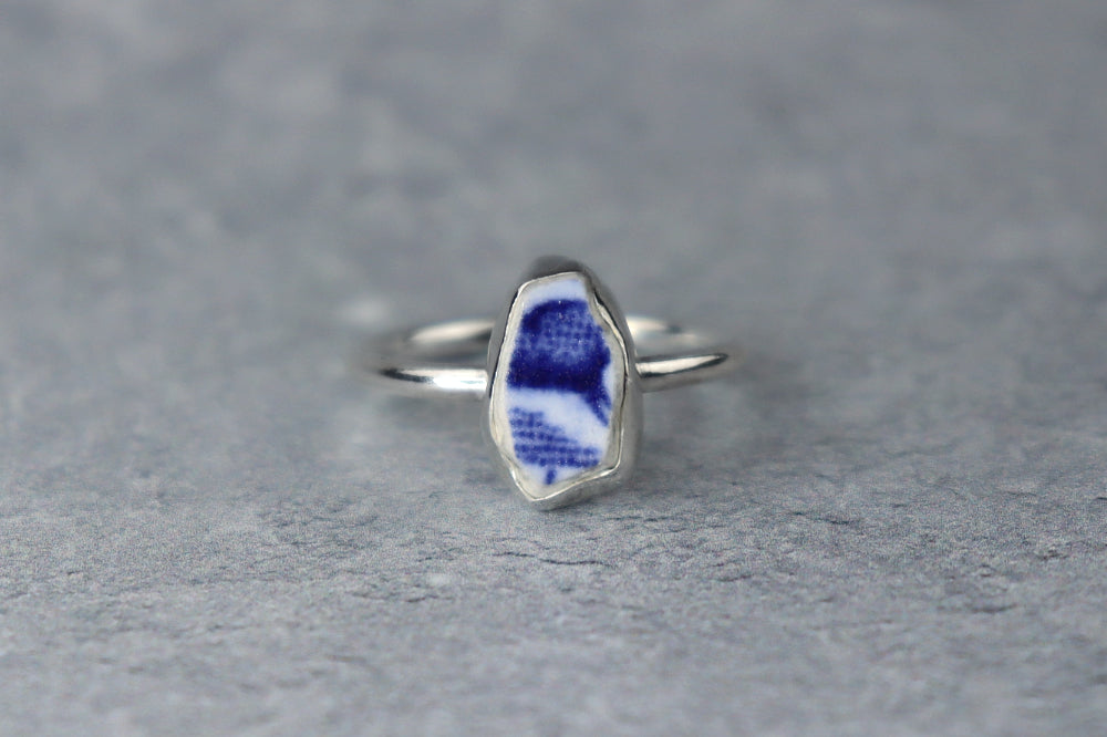 UK Size N Welsh Sea Pottery Ring
