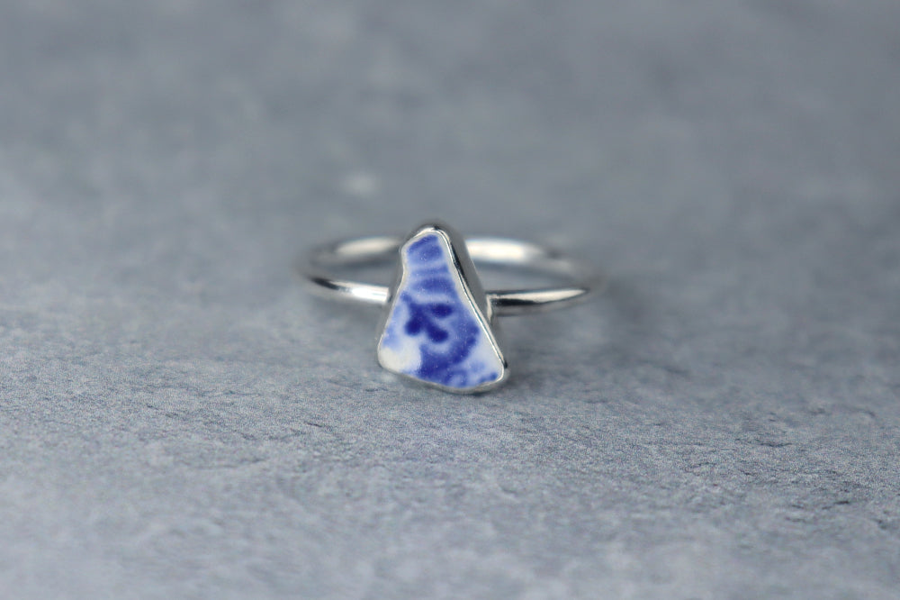 UK Size R Welsh Sea Pottery Ring