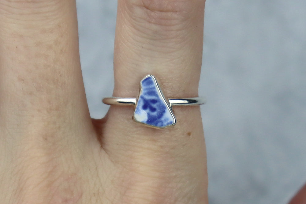 UK Size R Welsh Sea Pottery Ring