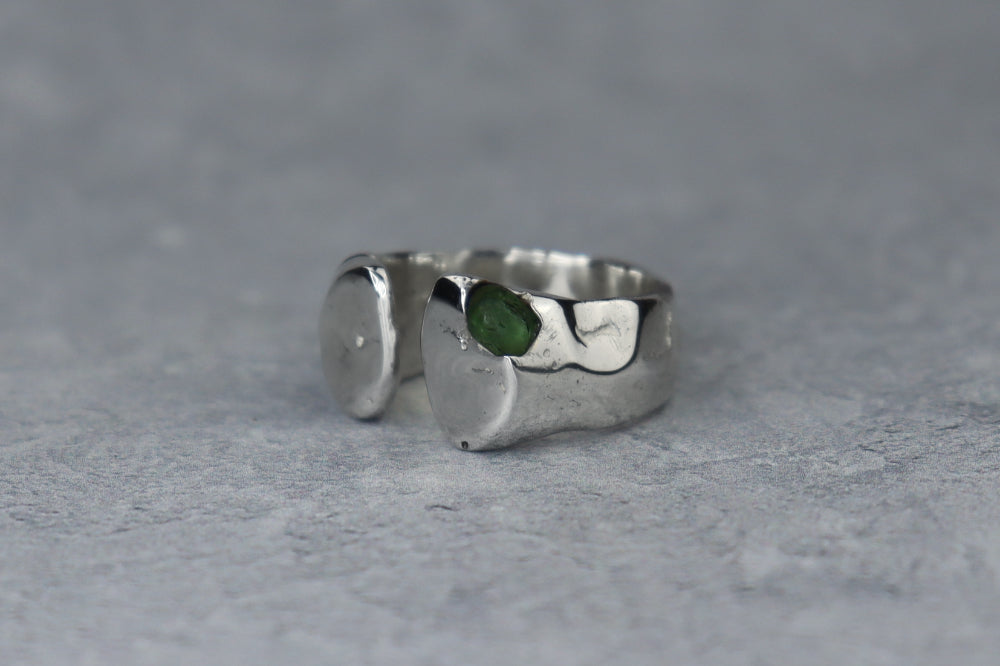 UK Size O Welsh Sea Glass Signet Ring