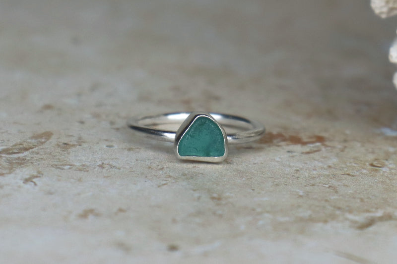 UK Size Q/R Welsh Sea Glass Ring