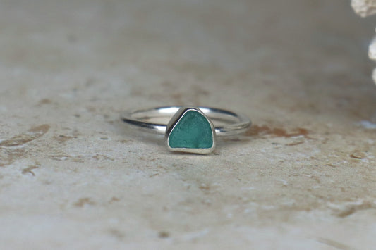 UK Size Q/R Welsh Sea Glass Ring