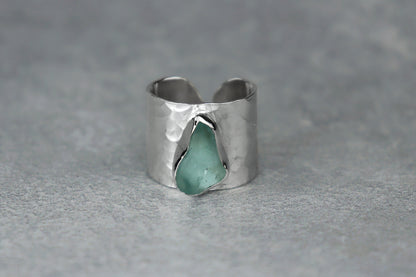 UK Size L Welsh Sea Glass Ring