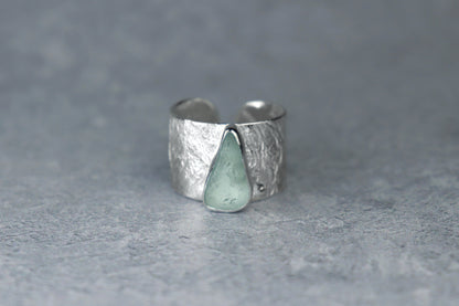 UK Size T Reticulated Welsh Sea Glass Ring
