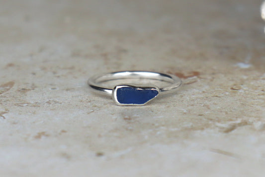 UK Size P Welsh Sea Glass Ring