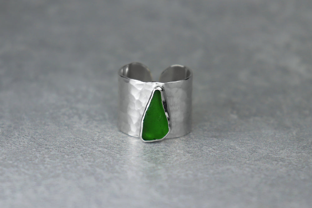UK Size M Welsh Sea Glass Ring