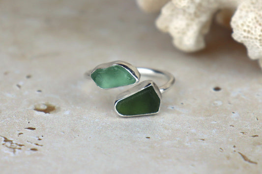 UK Size R Welsh Sea Glass Ring