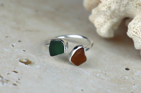 UK Size O Welsh Sea Glass Ring