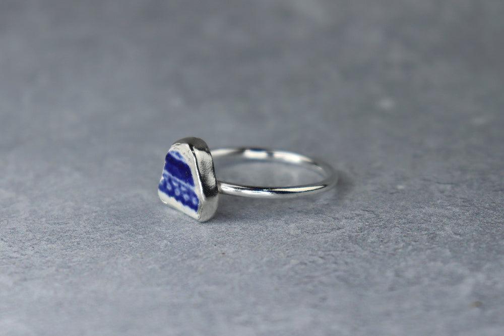 UK Size V Welsh Sea Pottery Ring