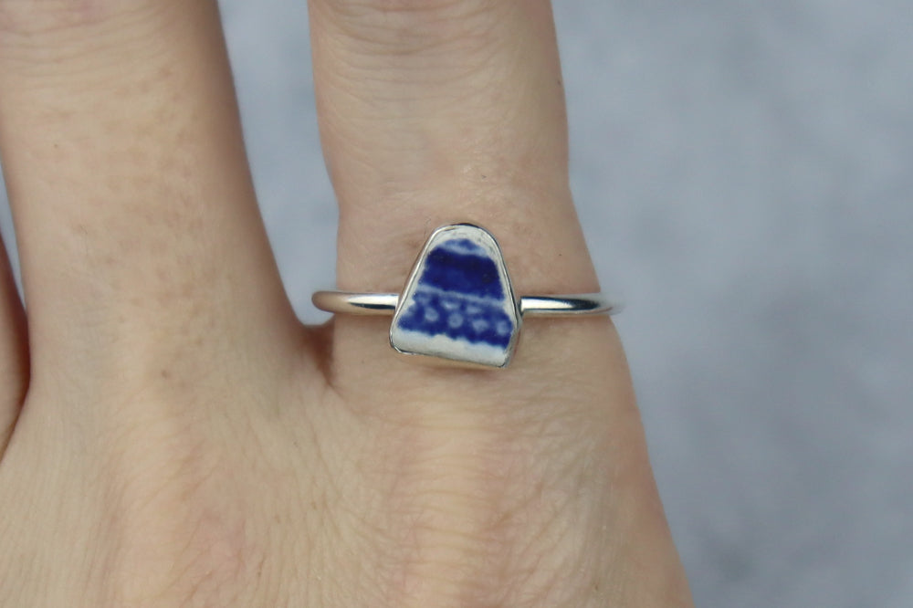 UK Size V Welsh Sea Pottery Ring